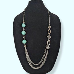 Vintage Blue Bead & Chain Necklace